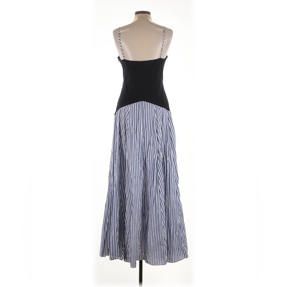 ROSIE ASSOULIN Blue & White Knit-Paneled Striped Cotton Max Dress Size 8 EUC - Picture 10 of 12
